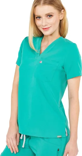 Miniatura 4 de Mediclo Sal Essential - Camiseta médica para mujer, respetuosa con el medio ambiente, sostenible, con cuello en V, bolsillo en el pecho, ropa