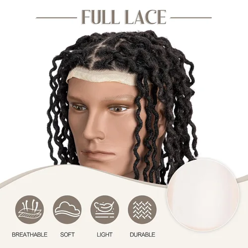 Miniatura 4 de DAIXI - Extensiones de rastas rizadas afro de 8 x 10 pulgadas con base de encaje completo transparente para hombres y mujeres, 56 hebras de 0.2 in