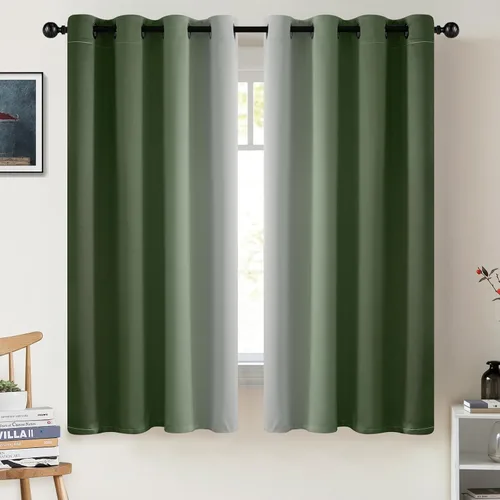Miniatura 184 de COSVIYA Cortinas 100% Opacas Azul Degradado con Lazos Ajustables para Cocina Aislamiento Térmico Oscurecimiento de Habitación Cenefa con Bolsillo