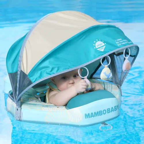 Miniatura 8 de Flotador Mambobaby con cola para bebé con toldo, flotador de piscina sólido, entrenador de natación para bebés, entrenamiento de natación, flotador