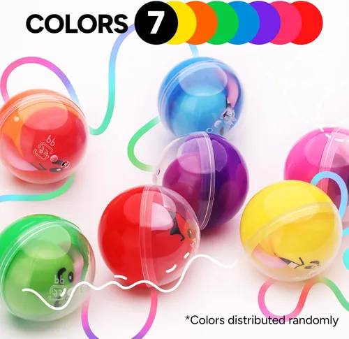 Miniatura 4 de Entervending Cápsulas redondas vacías de color transparente de 2 pulgadas, 50 unidades, 7 colores, cápsula para máquinas de chicles de juguete