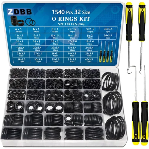 Miniatura 12 de ZDBB Juego surtido de juntas tóricas de goma de 24 tamaños, 1280 piezas, con juego de púas y ganchos para lavadoras a presión, grifo, plomería