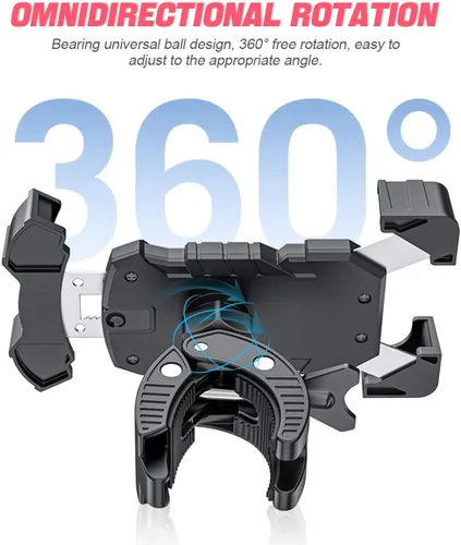 Miniatura 3 de Soporte para teléfono de bicicleta, apto para manubrios de bicicleta y motocicleta, rotación de 360°, fácil instalación y liberación rápida