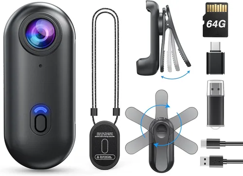 Miniatura 9 de BOBLOV Mini cámara corporal W4 4K, cámara portátil de 64 GB con clip giratorio de 360° y clip magnético, 120 minutos para grabación, fácil de usar