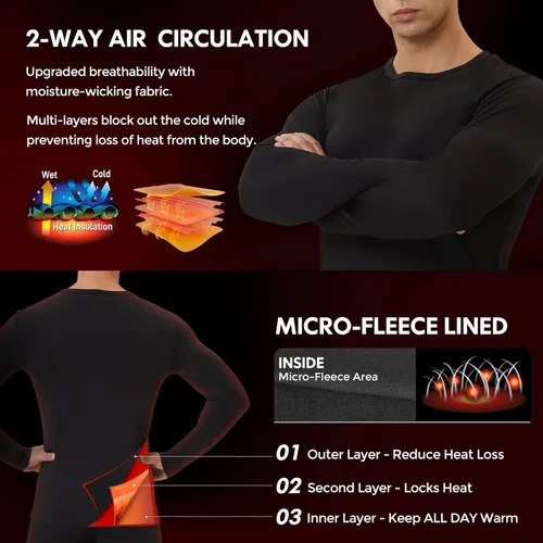 Miniatura 2 de CL convallaira Thermal Compression Shirts for Men, Long Johns Underwear Pant Tops and Bottoms Base Layer