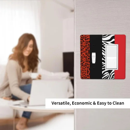 Miniatura 448 de Cubiertas de placa de pared de 3 gang con interruptor de luz de triple palanca, en negro y dorado con esplendor de oro rosa, estampado floral