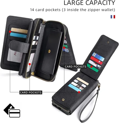 Miniatura 5 de Asuwish Funda de teléfono para Samsung Galaxy Note 10 Plus Note10+ 5G con cremallera, funda desmontable con protector de pantalla y ranura para Negro