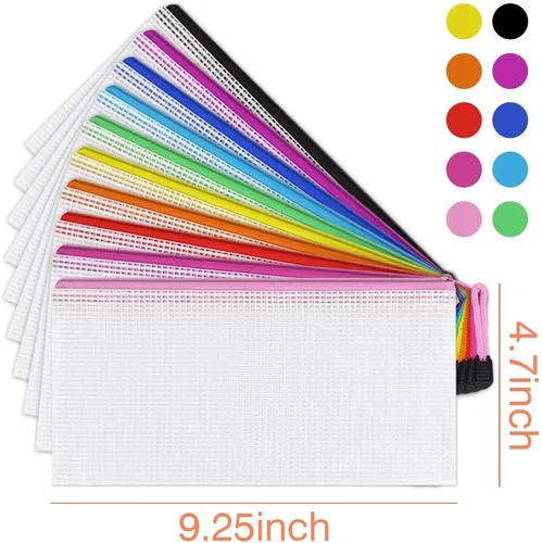 Miniatura 2 de Umriox Bolsa transparente para lápices, 9.2 x 4.7 pulgadas (10 colores, 20 paquetes), bolsas para lápices A6 con cremallera a granel, bolsa de malla