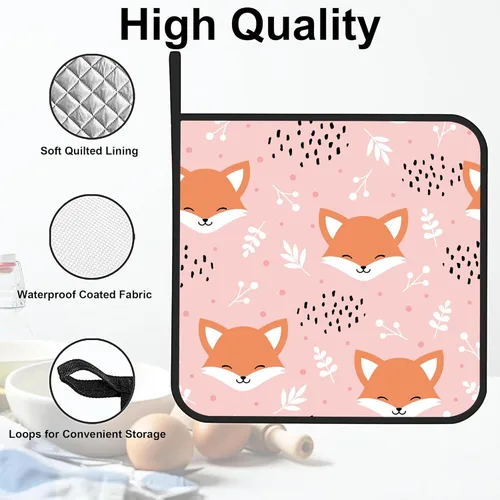 Miniatura 3 de Lindos soportes para ollas de Fox Smile, 2 unidades para cocina, almohadillas calientes resistentes al calor para cocinar a la parrilla, hornear
