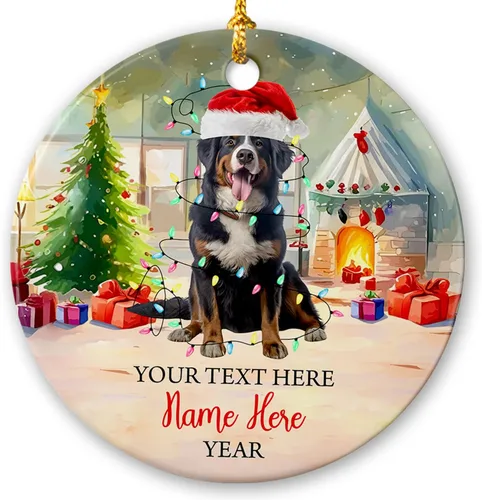 Miniatura 20 de Adorno de cerámica de Alaska Malamute de Feliz Navidad, decoración personalizada de Papá Noel, perro de Alaska Malamute nombre de perro, decoración