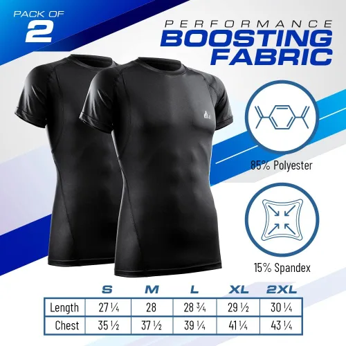 Miniatura 2 de Mens Compression Shirt Short Sleeve Dry-fit Athletic Base-Layer T-Shirt - 2 Pack