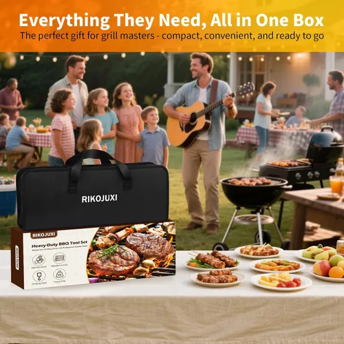 Miniatura 8 de Juego de accesorios para parrilla de 16 pulgadas, herramientas de accesorios para barbacoa de acero inoxidable resistente y accesorios para parrilla
