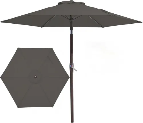 Miniatura 15 de JEAREY Sombrilla de patio de 7.5 pies con 6 varillas resistentes, botón de inclinación/manivela, sombrilla de mesa para jardín, terraza, patio Azul