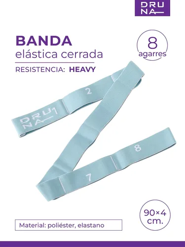 Miniatura 3 de Banda elástica de resistencia de 8 bucles, correa elástica de fitness para yoga, pilates, baile, gimnasia rítmica y terapia física
