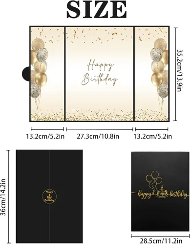 Miniatura 3 de DARUNAXY Decoraciones de Fiesta de Cumpleaños Negro Dorado, Libro de Visitas Alternativo Jumbo Feliz Cumpleaños para Hombres Mujeres Brindis por 30