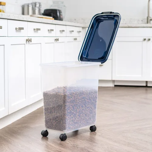 Miniatura 6 de IRIS USA Contenedor hermético de almacenamiento de alimentos para perros, hasta 40 libras, ruedas acoplables, para almacenamiento de alimentos