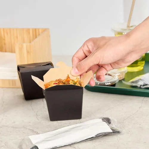 Miniatura 5 de Restaurantware Cajas chinas para llevar, paquete de 25 cajas de 8 onzas, resistentes a la grasa, contenedores de comida para llevar, desechables