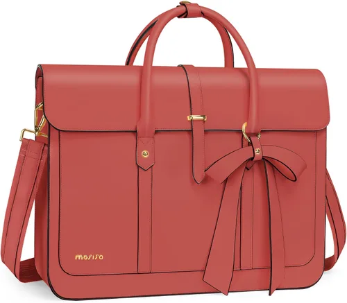 Miniatura 14 de MOSISO Bolsa para computadora portátil para mujer, de piel sintética, mochila convertible, bolsa de viaje para computadora con lazo