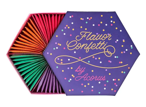 ACORUS | Surtido de té de confeti de sabores | Juego de regalo de frutas naturales y té de hierbas | Celebra con 6 sabores diferentes | Juego de té