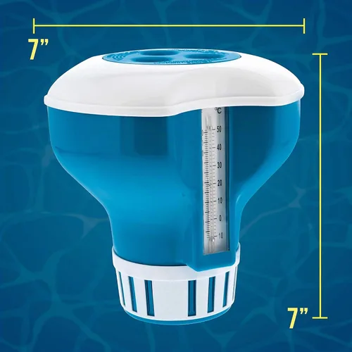 Miniatura 3 de U.S. Pool Supply Dispensador de cloro flotante grande para piscina con termómetro de 120 ° F, 7 pulgadas de diámetro, capacidad para tabletas de 3