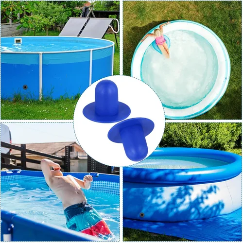 Miniatura 7 de Tinoaly 4 tapones de piscina para piscina sobre el suelo, tapón de orificio de filtro de bomba de goma, tapones de pared para piscinas, repuesto Azul