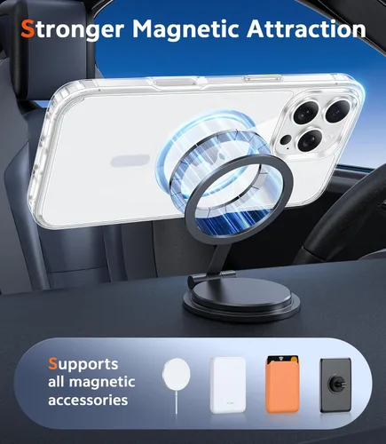 Miniatura 685 de FNTCASE Funda para iPhone 13 Pro-Max: Fundas magnéticas transparentes compatibles con Magsafe Slim anti amarillamiento protección contra caídas