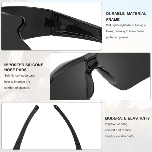 Miniatura 5 de Gafas de seguridad con protección UV para hombres, antiarañazos, conformes a ANSI z87+, gafas protectoras de goma antideslizante con patillas