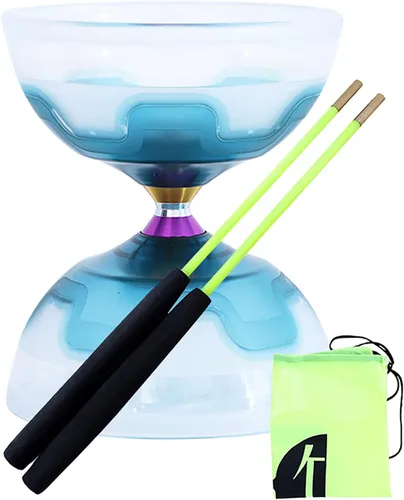 Chinese Yoyo Diabolo Set - Triple Rodamientos LED Diábolo con Diablo Sticks & Net Bag (azul)
