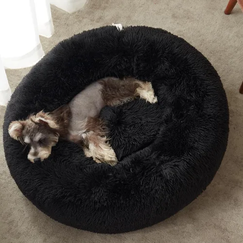 Miniatura 9 de WESTERN HOME WH Cama calmante para perros y gatos, dona acogedora anti-ansiedad, cama redonda cálida y acogedora de piel sintética, suave y azul
