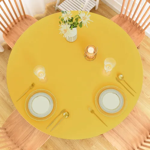 Miniatura 10 de Mantel ajustable con bordes elásticos para mesas redondas, funda elástica de elastano de 48 pulgadas para mesa en casa, comedor, picnic, fiesta