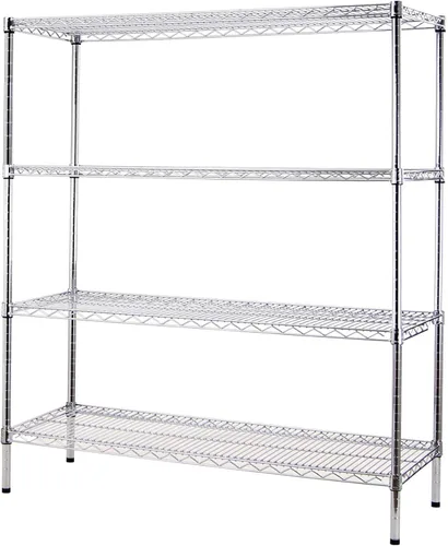 Kit de estantería de alambre cromado de 4 niveles de 24 pulgadas de profundidad x 72 pulgadas de ancho x 86 pulgadas de alto | Unidad de estante de