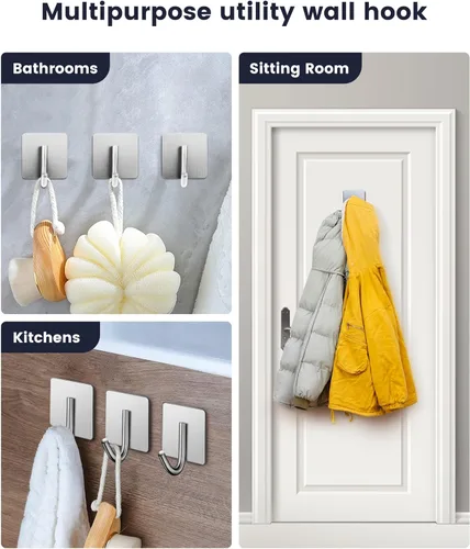 Miniatura 5 de xdgeLoad Ganchos adhesivos, paquete de 16 ganchos para toallas, ganchos de pared para colgar, ganchos adhesivos para toallas para colgar