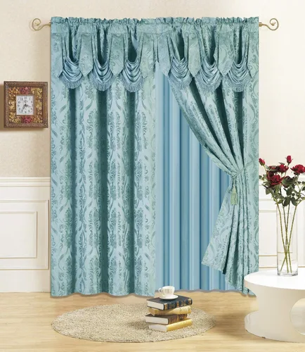 Miniatura 16 de All American Collection Nuevo juego de cortinas de 4 piezas con cenefa adjunta y transparente con 2 alzapaños incluidos