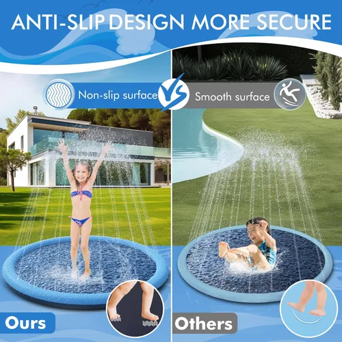 Miniatura 2 de YAUNGEL Alfombra de agua antideslizante grande de 97 pulgadas para niños pequeños, diversión al aire libre en el patio trasero, para perros