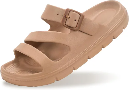 Miniatura 11 de PIMIO Sandalias de soporte de arco para mujer, deslizantes de recuperación para alivio de la fascitis plantar, antideslizantes, ligeras, con cojín
