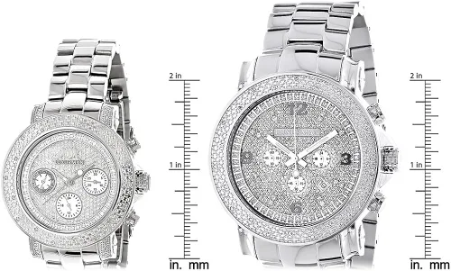 Miniatura 7 de LUXURMAN Juego de relojes de diamante de gran tamaño a juego para él y ella de 0.55 ct, Cronógrafo