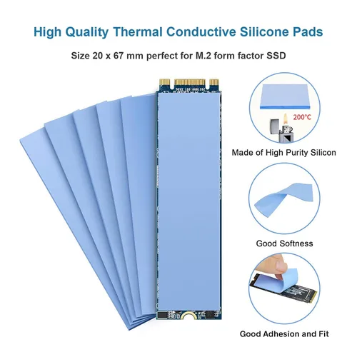 Miniatura 2 de Paquete de 12 almohadillas de silicona conductoras térmicas, suaves, seguras y fáciles de aplicar para SSD CPU, GPU, LED, chipset, enfriamiento, azul