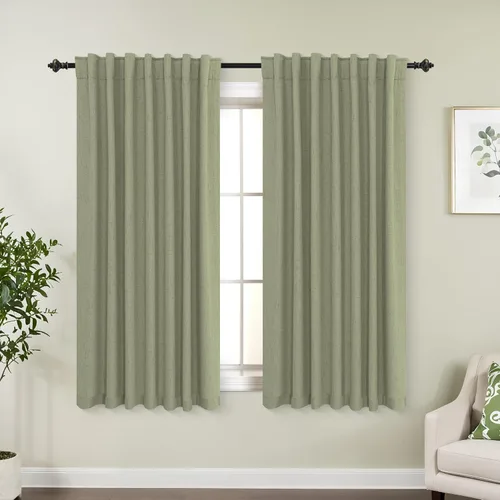 Miniatura 114 de KOUFALL - Cortinas de medio estilo francés de lino para ventana, juego de 2 cortinas cortas de 40 pulgadas de longitud, para privacidad, cortinas