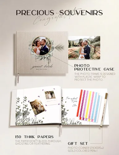 Miniatura 2 de Libro de invitados de boda, Libro de invitados para recepción de boda, Libro de invitados Polaroid para boda de 100 páginas en papel con tapa dura