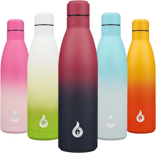 Miniatura 45 de BJPKPK Botella de Agua Aislada 17oz Botellas de Agua de Acero Inoxidable Apta para Lavavajillas Metal Térmica Mantiene Frío y Caliente, Gris Niebla
