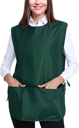 Miniatura 7 de BOHARERS Delantal Smock Cobbler para Mujeres y Hombres - con Lazos Laterales y 3 Bolsillos para Chef de Cocina, Limpieza, Estilista