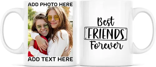 Miniatura 13 de Taza de café con texto en inglés "Because Of You I Laugh", regalo para mujeres, mejores amigas, mejores amigas, tazas personalizadas de amistad