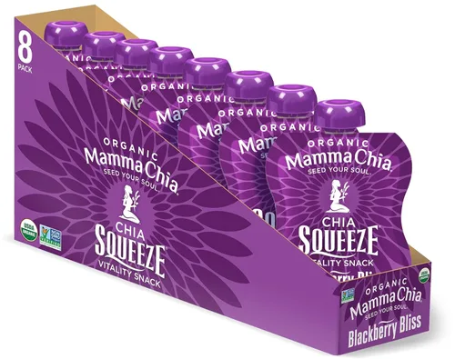 Miniatura 9 de Mamma Chia Organic Vitality Squeeze Snack, fresa y banano, 24 bolsas de chía de 3.05 onzas. Orgánico USDA, sin OMG, vegano, sin gluten y Kosher.