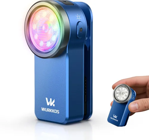 Wurkkos HD03 - Linternas recargables luz EDC con clip, linterna brillante de bolsillo de 680 lúmenes, combina foco/reflector/luz RGB, magnética,
