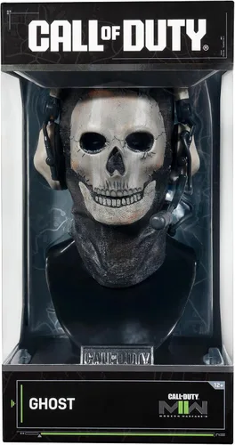 Miniatura 2 de Call of Duty Estatua de busto fantasma: estatua de busto de 8 pulgadas que incluye máscara, auriculares decorativos y soporte de exhibición