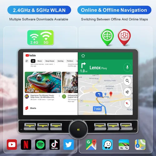 Miniatura 6 de Radio Android Single DIN inalámbrica Carplay Android Auto 8-Core 10.1 pulgadas pantalla táctil estéreo de coche con pantalla táctil flotante