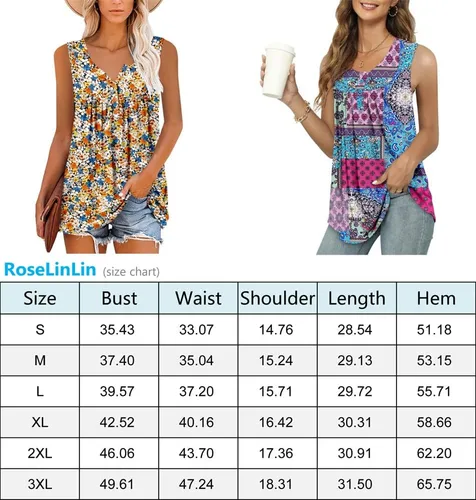 Miniatura 5 de Camisetas sin mangas para mujer y camisetas florales de verano de manga corta