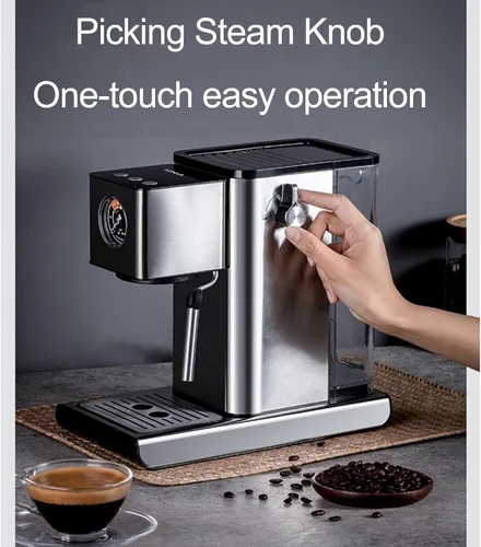 Miniatura 7 de Máquina de café expreso portátil, máquina de café semiautomática para uso doméstico, máquinas de capuchino para el hogar, con bomba de presión de 15