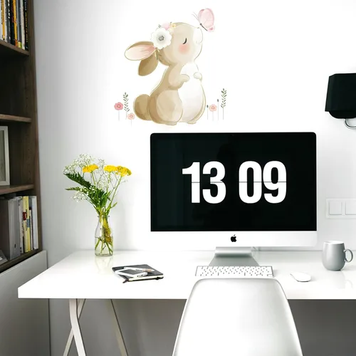 Miniatura 3 de HomeSoGood Calcomanías de pared con forma de conejito de dibujos animados, diseño de mariposa con forma de conejo, decoración de pared