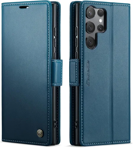 Miniatura 67 de QLTYPRI Funda tipo cartera para Samsung Galaxy S22 Ultra, funda magnética de piel sintética de alta calidad con bloqueo RFID, ranuras para tarjetas